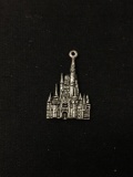 Official Disney Magical Kingdom Princess Castle Sterling Silver Charm Pendant