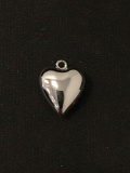 3 Dimensional Heart Sterling Silver Charm Pendant