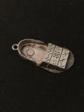 Old Pawn Carved Sandal Shoe Sterling Silver Charm Pendant