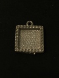 Square Frame Designed Sterling Silver Charm Pendant