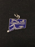 Connecticut State Map Sterling Silver Charm Pendant