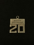 Happy Birthday 20 Sterling Silver Charm Pendant