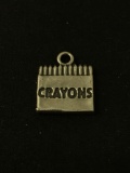 Box of Crayons Sterling Silver Charm Pendant