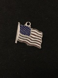 United States American Flag Sterling Silver Charm Pendant