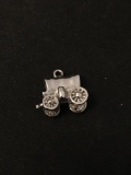 3D Waggon Carriage Sterling Silver Charm Pendant