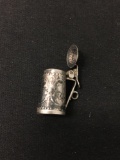 German Stein with Opening and Closing Lid Sterling Silver Charm Pendant