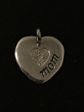 Heart Shaped Mom Sterling Silver Charm Pendant