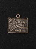 Colorado State Map Sterling Silver Charm Pendant