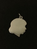 Silhouette of Girl Sterling Silver Charm Pendant