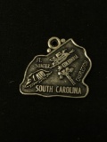 South Carolina State Map Sterling Silver Charm Pendant