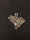 Palmetto State South Carolina Map Sterling Silver Charm Pendant