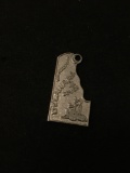 Delaware State Map Sterling Silver Charm Pendant