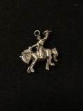 Cowboy Riding Horse Sterling Silver Charm Pendant