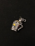 Opening 3D Enameled Beer Stein Sterling Silver Charm Pendant