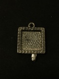 Square Frame Designed Sterling Silver Charm Pendant