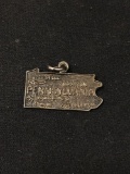 Pennsylvania State Map Sterling Silver Charm Pendant