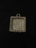 Square Frame Designed Sterling Silver Charm Pendant