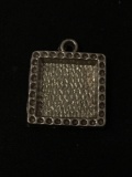 Square Frame Designed Sterling Silver Charm Pendant