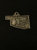 Oklahoma State Map Sterling Silver Charm Pendant
