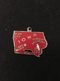 Iowa Outline Outlined Sterling Silver Charm Pendant