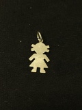 Girl Silhouette Sterling Silver Charm Pendant