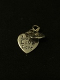 Dangling Love Hearts Sterling Silver Charm Pendant