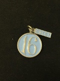 Wells Designed Sweet 16 Baby Blue Enameled Sterling Silver Charm Pendant