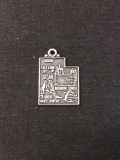 Outlined Utah Sterling Silver Charm Pendant