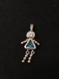 Gemstone Lined Angel Sterling Silver Charm Pendant