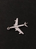 3D Jumbo Jet Airplane Sterling Silver Charm Pendant