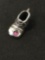 Baby Girl Shoe with Pink Stone Sterling Silver Charm Pendant