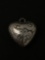 Puffy Etched Heart Sterling Silver Charm Pendant