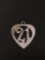 21st Birthday Heart Sterling Silver Charm Pendant