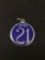 Just 21 Enameled Sterling Silver Charm Pendant