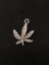 Marijuana Leaf Sterling Silver Charm Pendant