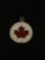 Enameled Canadian Maple Leaf Sterling Silver Charm Pendant