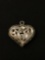 Etched Small Heart Sterling Silver Charm Pendant