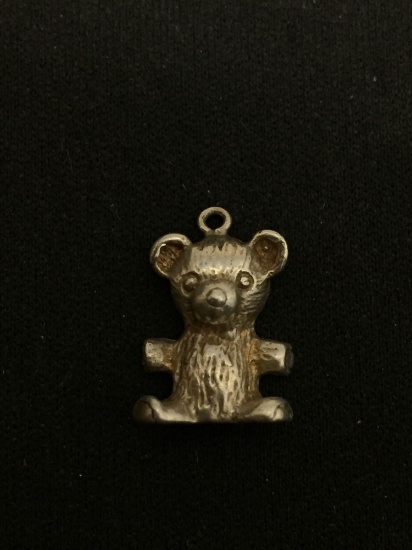 Petite Teddy Bear Sterling Silver Charm Pendant