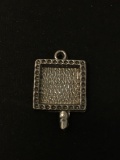 Square Designed Frame Sterling Silver Charm Pendant