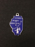 Illinois State Map Sterling Silver Charm Pendant