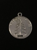 Merry Christmas Tree Sterling Silver Charm Pendant