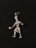 Woman Bowler Sterling Silver Charm Pendant