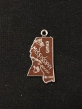 Mississippi State Map Sterling Silver Charm Pendant