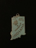 Indiana State Map Sterling Silver Charm Pendant