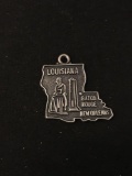 Louisiana State Map Sterling Silver Charm Pendant