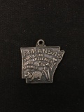 Arkansas State Map Sterling Silver Charm Pendant