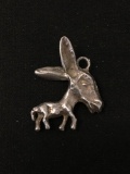 Donkey with Huge Head Sterling Silver Charm Pendant