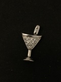 Martini Glass Sterling Silver Charm Pendant