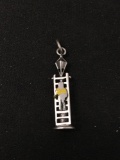 Lantern with Repairman Sterling Silver Charm Pendant