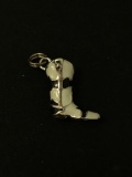 Enamel Painted Cowboy Boot Sterling Silver Charm Pendant